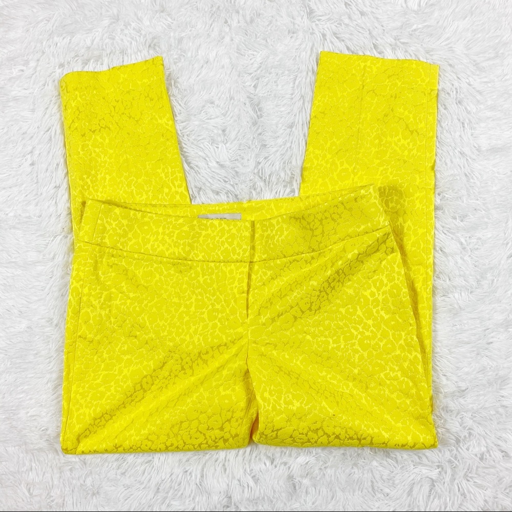 LOFT NWOT Marisa Yellow Cheetah Ankle Pants